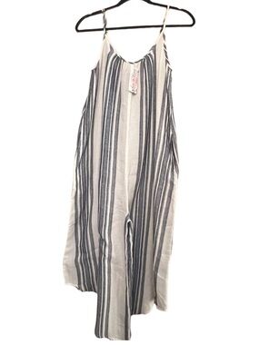 EDEN IN LOVE Striped Midi Romper